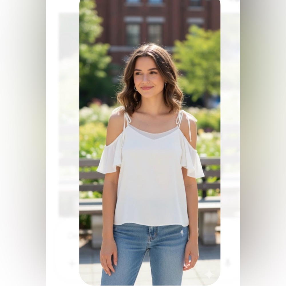 Topshop Cream Off-Shoulder Blouse